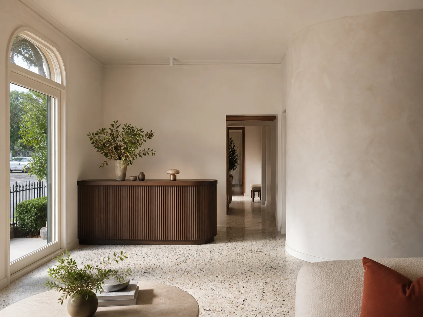 Fictional development image of a reception and waiting area